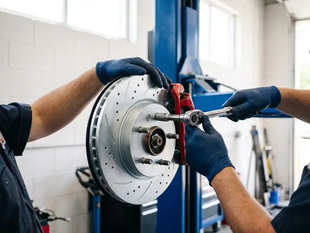 New brake disc being fitted