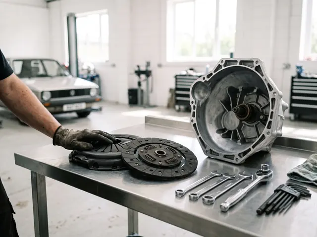 Clutch plate and gearbox on the bench