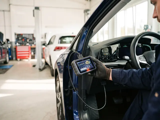 Diagnostic scanner plugged into a car